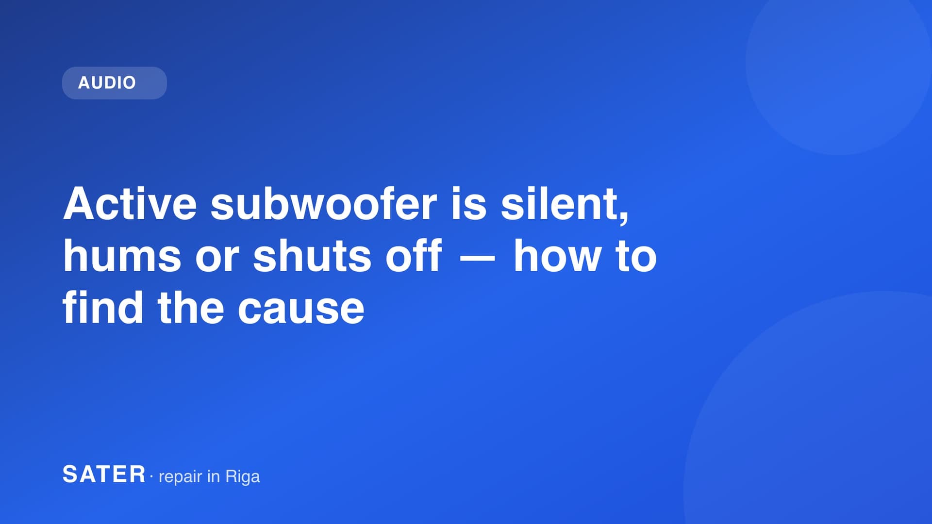 Active subwoofer with its amplifier plate on the bench