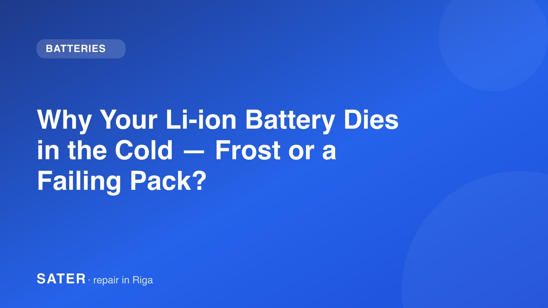 Why Your Li-ion Battery Dies in the Cold — Frost or a Failing Pack?