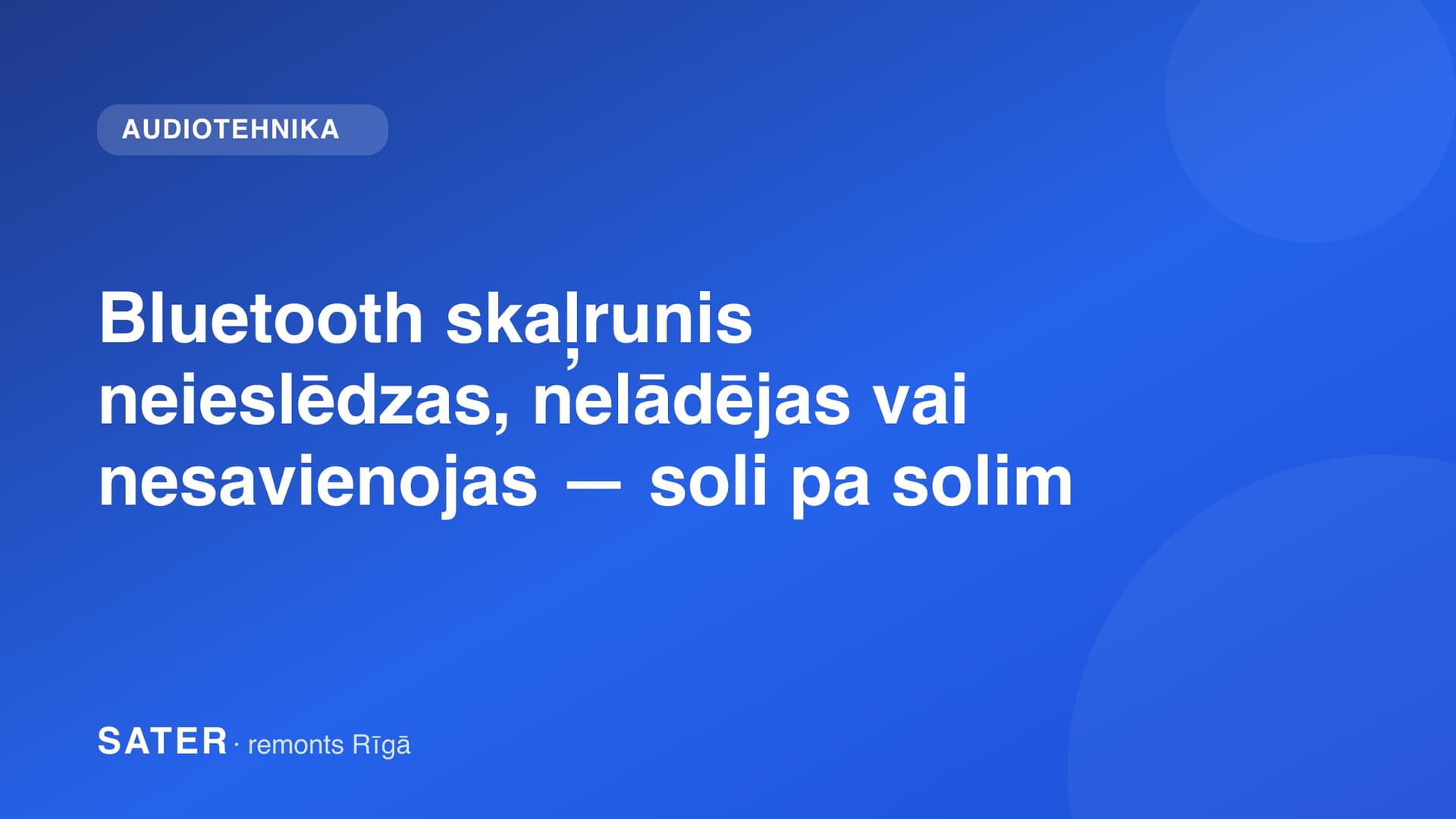 Bluetooth skaļrunis neieslēdzas, nelādējas vai nesavienojas — soli pa solim