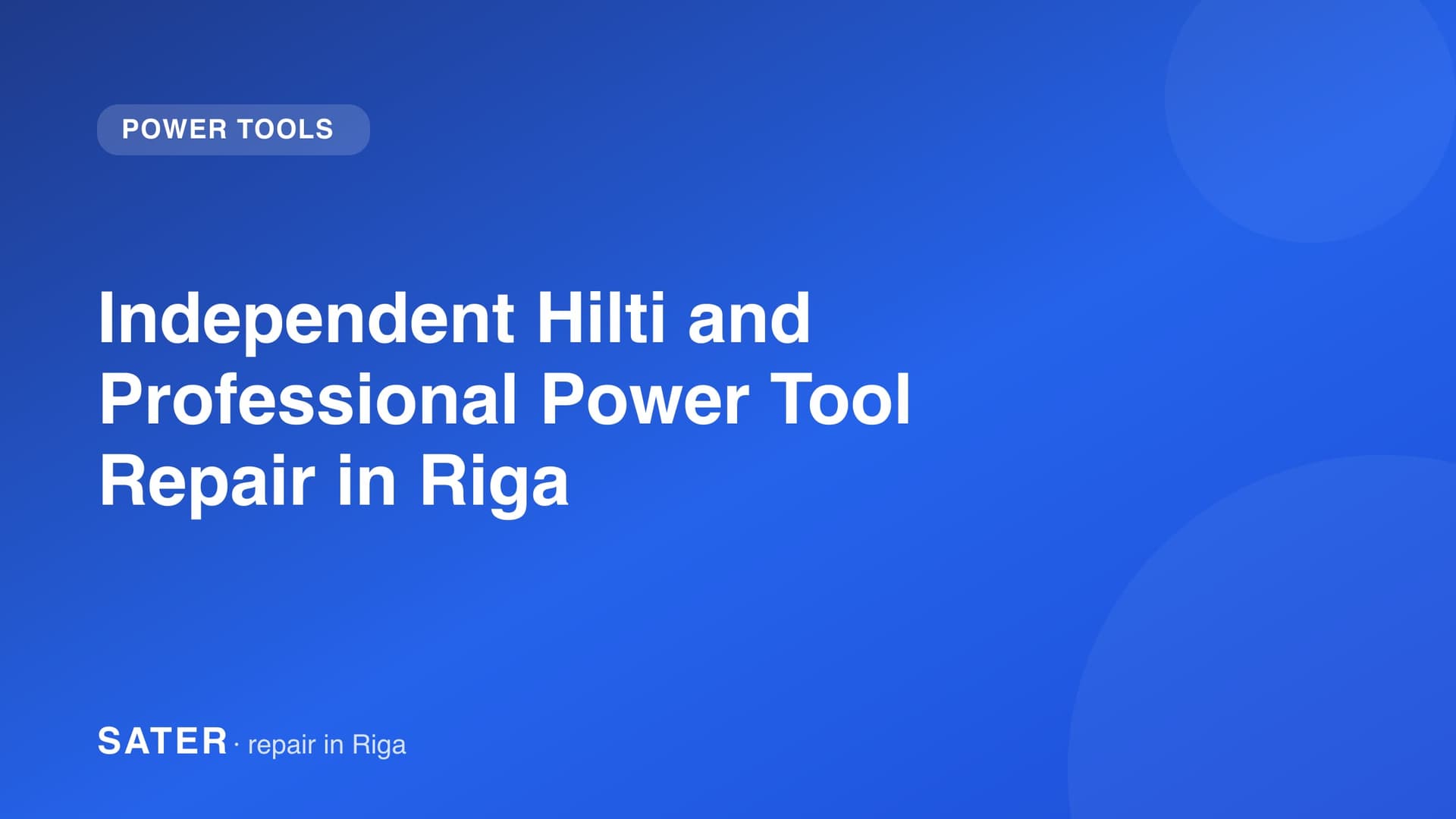 Independent Hilti and Professional Power Tool Repair in Riga