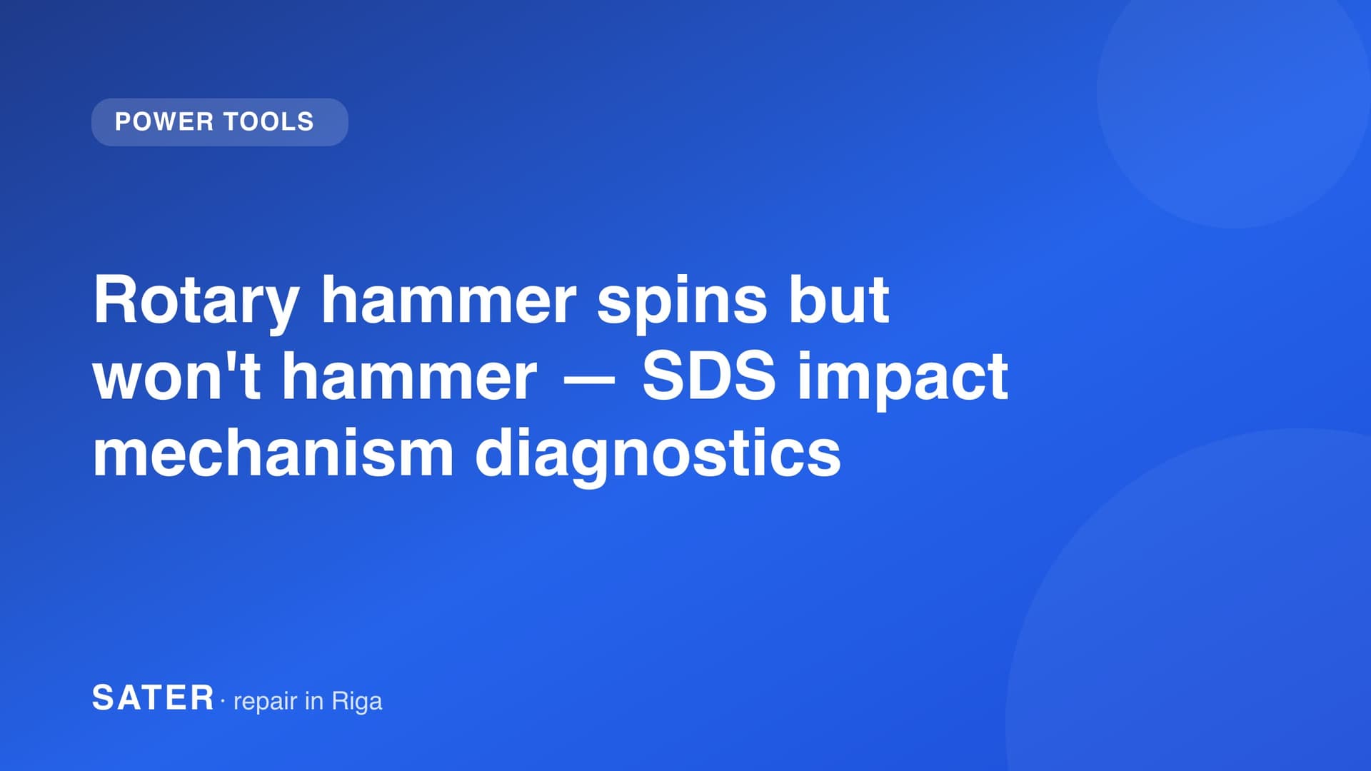 SDS rotary hammer with disassembled impact mechanism on a bench